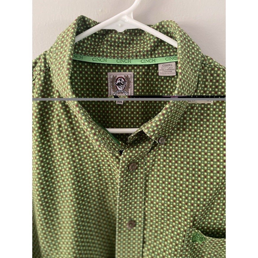 Cinch Long Sleeve Button Up Shirt Green Men's size 2XL Western Cowboy Rodeo